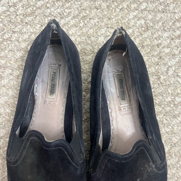 Miu Miu Black Flats with Silver Toe Cap - Picture 3 of 13